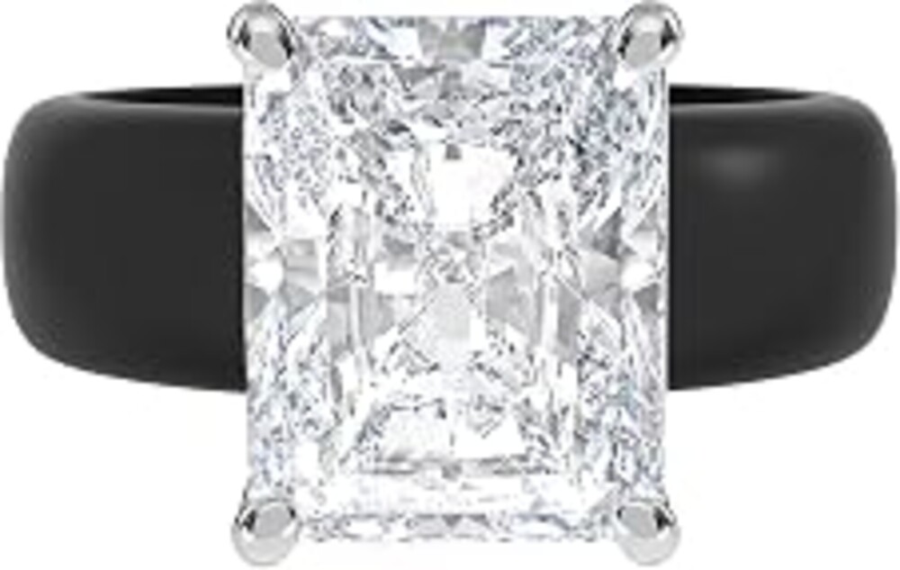 Rinfit Silicone Ring with Stone, Emerald Cut CZ | AAAAA Grade Cubic Zirconia, Solitaire Engagement Ring for Her, Flexible Rubber Wedding Band for Women, Patented Design