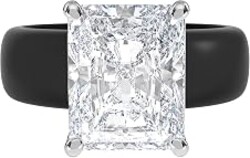 Rinfit Silicone Ring with Stone, Emerald Cut CZ | AAAAA Grade Cubic Zirconia, Solitaire Engagement Ring for Her, Flexible Rubber Wedding Band for Women, Patented Design