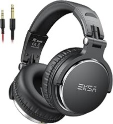 EKSA Wired Headphones, Over Ear Headphones for Studio Monitor/Mixing DJ | Hi-Res Stereo Sound, 1/4 to 3.5mm Jack, 50mm Drivers, for PC Keyboard Piano Podcast Guitar AMP Computer Recording Mixing