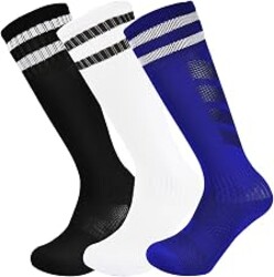Boys Soccer Socks Toddler Athletic Socks Knee High Football Socks For kids | Moisture-Wicking,Reinforced Heel & Toe,Arch Support,Stay-Up Ribbed Fit,Mesh Design,Stylish Stripe Pattern,Multi-Sport Ready