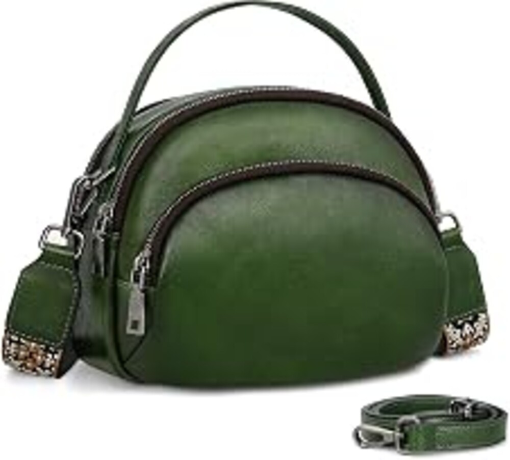 HESHE Genuine Leather Crossbody Bags for Women Small Shoulder Purses | Real Leather,2 Adjustable Straps,Leather Strap,Wide Hobo Strap,Top Handle,Multi Pockets,Small Purse,Saddle Bag,Vintage,Travel