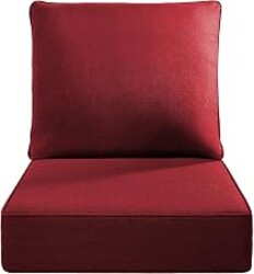 ACTREST Luxury 6-Inch Outdoor Seat Cushions - 24x24 Water&UV&Fade Resistant 1 Set Comfortable Patio Furniture Cushion for Wicker Dining Rocking Swivel Chairs Loveseat Couch Sectional Sofa - Red