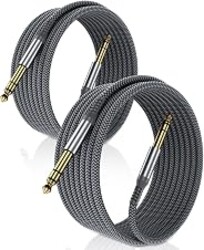 Elebase 1/4 Inch TRS Instrument Cable 10FT 2Pack,6.35mm Male Guitar Cord 3M | 6.3mm Jack Stereo Audio Music Lead,Quarter Inch Balanced Line for Electric Guitar,Bass,Keyboard,Mixer,Amp,Speaker,Equalizer
