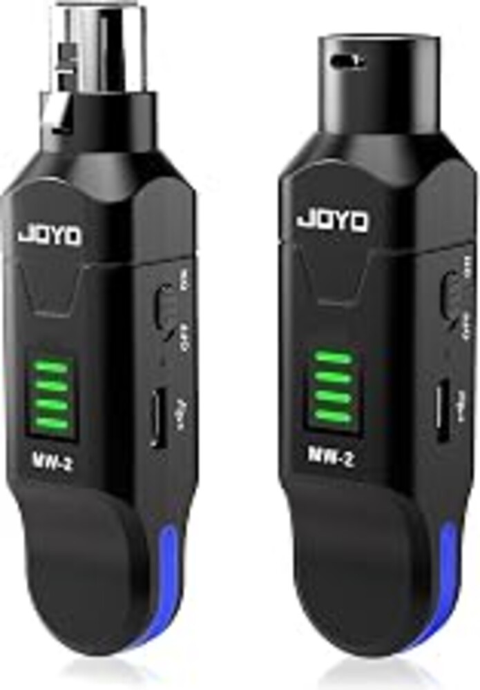 JOYO 2.4GHz Wireless XLR Microphone System, Plug-on Transmitter & Receiver for Dynamic Mics, 100ft Range, 24-bit/48kHz, 6-8Hr Battery, 4-Channel (MW-2)