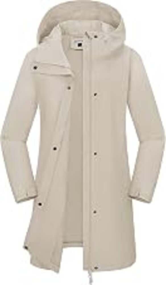 33,000ft Women's Waterproof Rain Jackets Long Rain Coats with Hood | 10000mm H₂O, Breathable, Lightweight, Mesh-Lind, Adjustable Hood, Trench Coats, Windbreaker, for Hiking, Travel