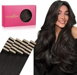 WENNALIFE Tape in Hair Extensions Human Hair, 20pcs 30g 10 inch Dark Brown Remy Hair Extensions for Women Tape Ins Straight Extensiones De Cabello Humano Skin Weft