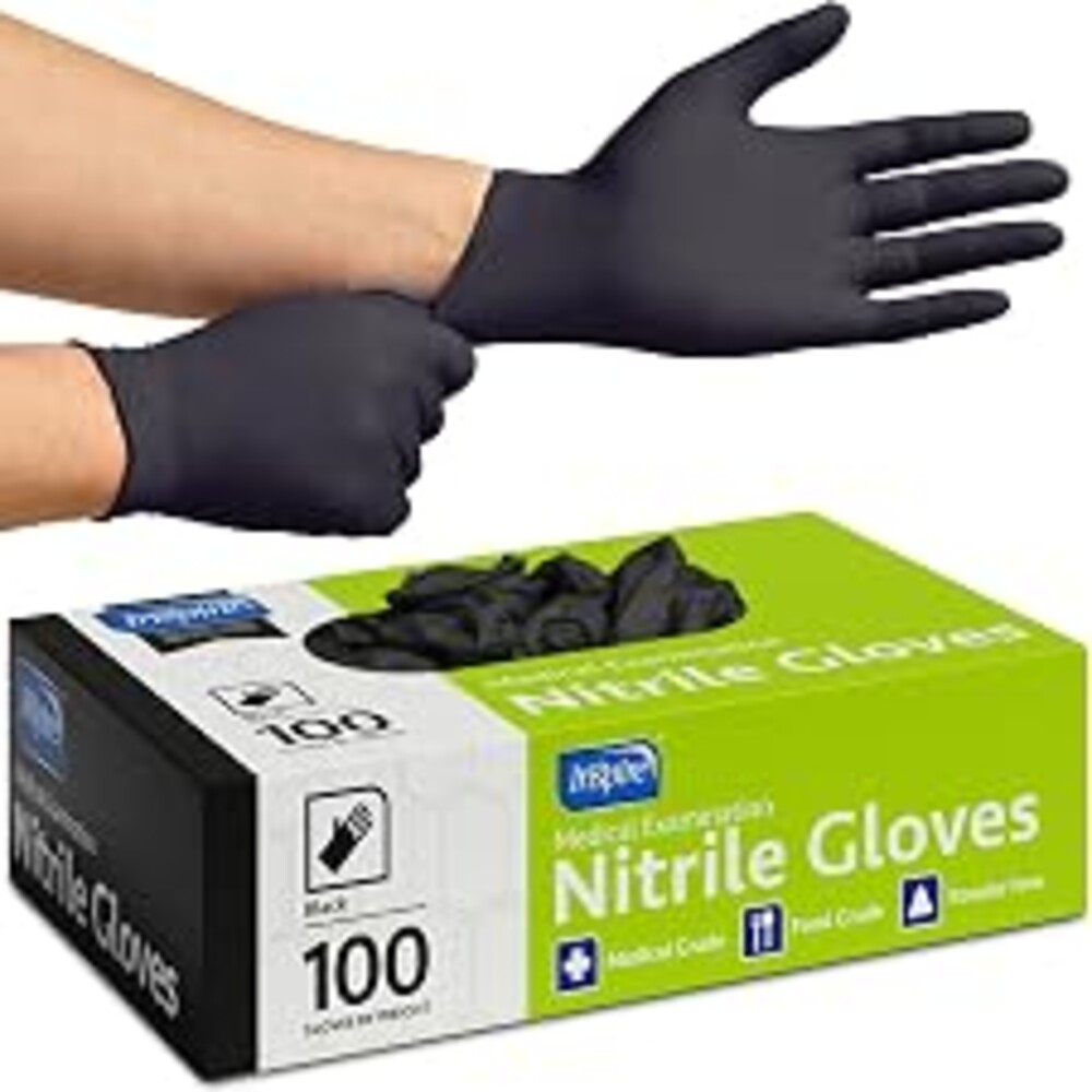 Inspire Black Nitrile Disposable Gloves | 4.5 Nitrile Disposable Safety Medical Cooking Cleaning Gloves