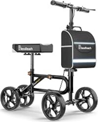 BlessReach Lightweight Knee Scooter for Adults for Foot Injuries,Knee Pad | 300lbs Foldable Leg Knee Scooter, 8'' Rubber Wheels, Dual Brake, Adjustable Height, Crutch Alternative for Ankle