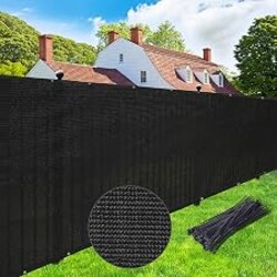 UPGRADE Privacy Screen Fence 8' x 50' Commercial Shade Cover with Brass Grommets Heavy Duty Perfect for Outdoor Back Yard,Black, Customizable