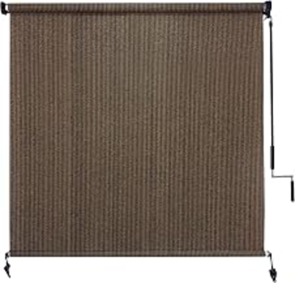 Amagenix Outdoor Roller Shades 6'(W) X 6'(H), Exterior Cordless Patio Shades Roll Up Outdoor Blinds with 90% UV Protection, Two-Section Poles with One-Piece Fabric, Mocha