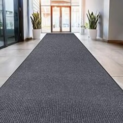 MaxMat® 4x8 Outdoor Rug, Extra Large Entryway Mat - Heavy Duty Doormat, Waterproof, Low-Profile, Easy to Clean, Rubber Floor Mat (4 x 8 Feet, Grey, MXM-RIB0048GY)