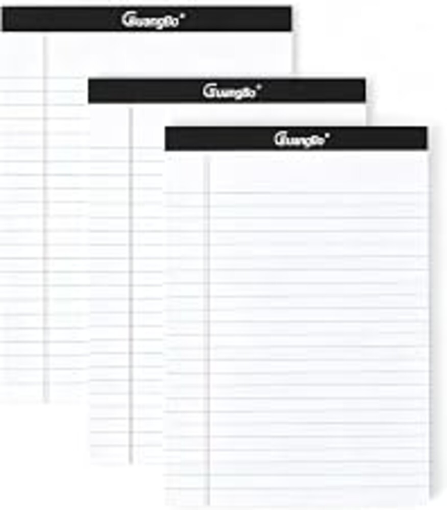 GUANGBO 3 Pack White Legal Pads 8.5 x 11 Wide Ruled Note Pad 50 Sheets Notepads Micro Perforated Writing Pad for Work Study Daily Note Taking List