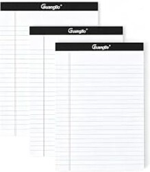 GUANGBO 3 Pack White Legal Pads 8.5 x 11 Wide Ruled Note Pad 50 Sheets Notepads Micro Perforated Writing Pad for Work Study Daily Note Taking List