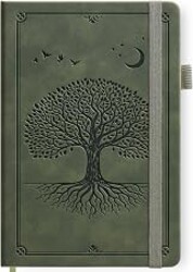 Lined Journal Notebook Hardcover Leather Bound 300 Pages A5 Green Diary | College Ruled 5.7x8.4" Journaling Notebooks for Men & Women, Writing for Personal, Thick Travel Daily Note Book Tree of Life