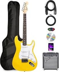 Fender Squier Stratocaster - Graffiti Yellow Bundle with Frontman 10G Amplifier, Gig Bag, Instrument Cable, Strap, Picks, and Austin Bazaar Instructional DVD