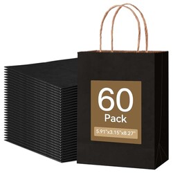 Qioxiou 60 Pack Black Gift Bags 5.91x3.1