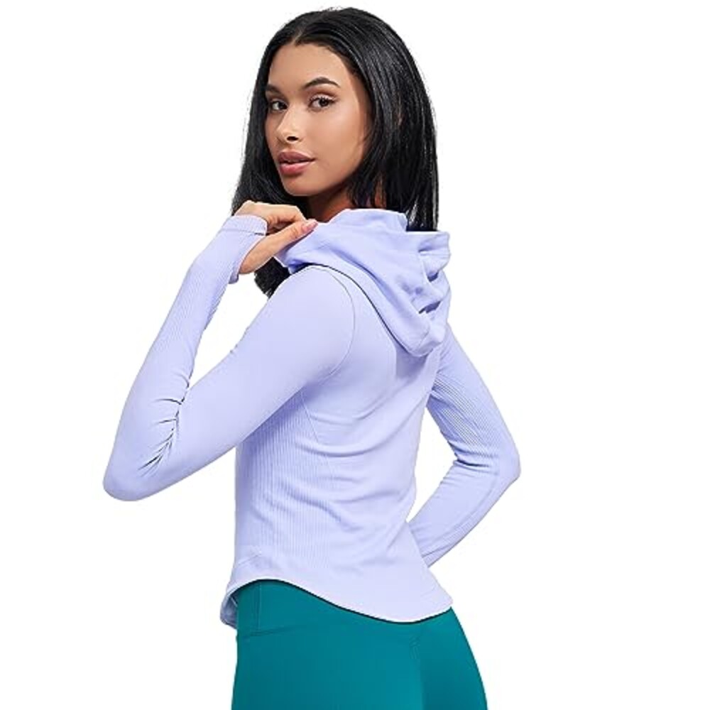 Womens Hooded Athletic Long Sleeve Runni