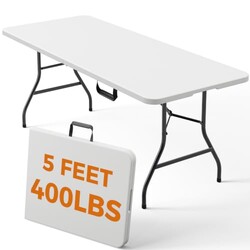 FurniEdge 5 FT Folding Table, Heavy Duty