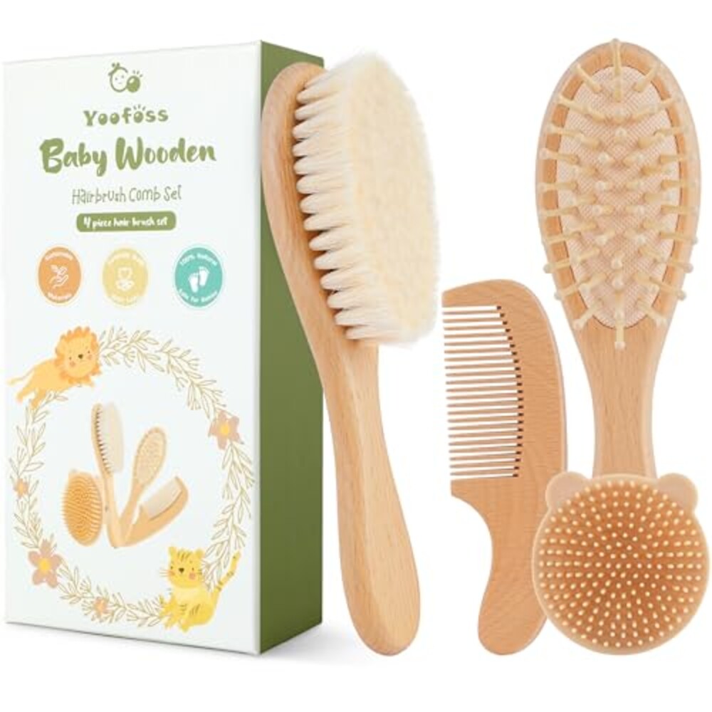 Yoofoss 4 Piece Baby Brush and Comb Set,