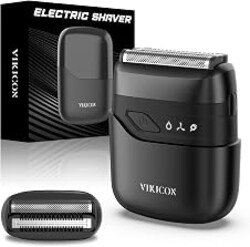 VIKICON Electric Foil Shaver for Men, Compact Portable Mini Razor for Face | Dual Floating Blades for Beard & Stubble, 9500 RPM Motor, USB-C Fast Charging, On-the-Go & Business Travel, IPX7 Waterproof
