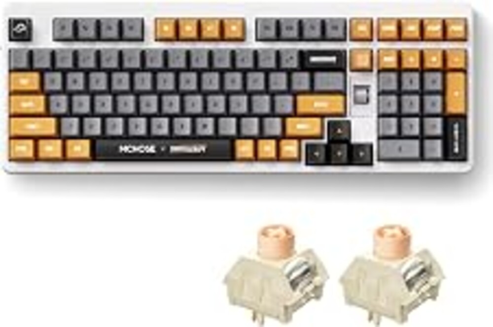 MCHOSE UT98 Wireless Mechanical Keyboard Compact Gaming Keyboard with Knob Tri-Mode Connection Hot Swappable Custom Creamy Keyboard Gasket Structure Pre-lubed Linear Switches RGB Retro