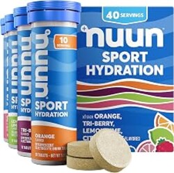 Nuun Sport Electrolyte Tablets Mixed Flavors, GF & Vegan, 4 Pack | 40 Servings with Magnesium, Calcium, Potassium, Chloride & Sodium, Gluten Free & Vegan