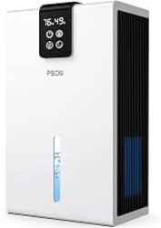 PSOS Dehumidifier, Dehumidifiers for Home, 98 OZ Water Tank, (1000 sq.ft) Quiet Dehumidifier for Basement Bathroom Bedroom with Humidity Display, Auto Shut Off, Relaxing 7 Color Ambient Light(White)