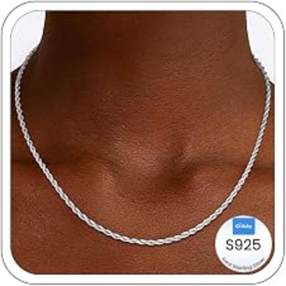 Girluky 2mm Rope Chain 925 Sterling Silver Chain Necklace for Women, 14K Gold Plated Chains for Women Durable Women's Chains Necklace, 16 18 20 22 24 26 Inch