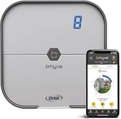 Orbit B-hyve Indoor Smart Sprinkler Controller - 8-Zone - WiFi Irrigation Controller - App Controlled Irrigation with Weather Adjustment - Easy Installation Smart Home Ready Device - 57925