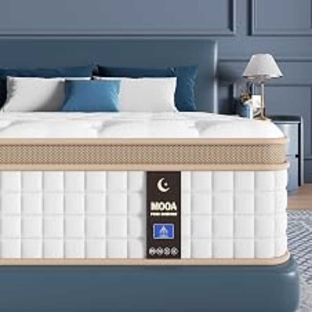 MOOA Queen Mattress, 12 Inch Cooling Hybrid Mattress in a Box, Medium Firm | Gel Memory Foam & Pocket Springs, Contouring Support & Pressure Relief, Motion Isolation, Extra Edge Support, Fiberglass Free