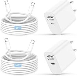 iPhone 17 16 15 Charger 40W Super Fast Charging USB C Charger Block iPhone 17 16 15 Air Pro Max Charger with 6FT &10FT Type C Charger Cable for Apple iPhone Charger and All USB C Charging Devices