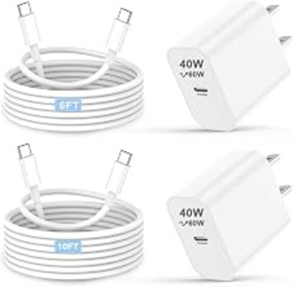 iPhone 17 16 15 Charger 40W Super Fast Charging USB C Charger Block iPhone 17 16 15 Air Pro Max Charger with 6FT &10FT Type C Charger Cable for Apple iPhone Charger and All USB C Charging Devices