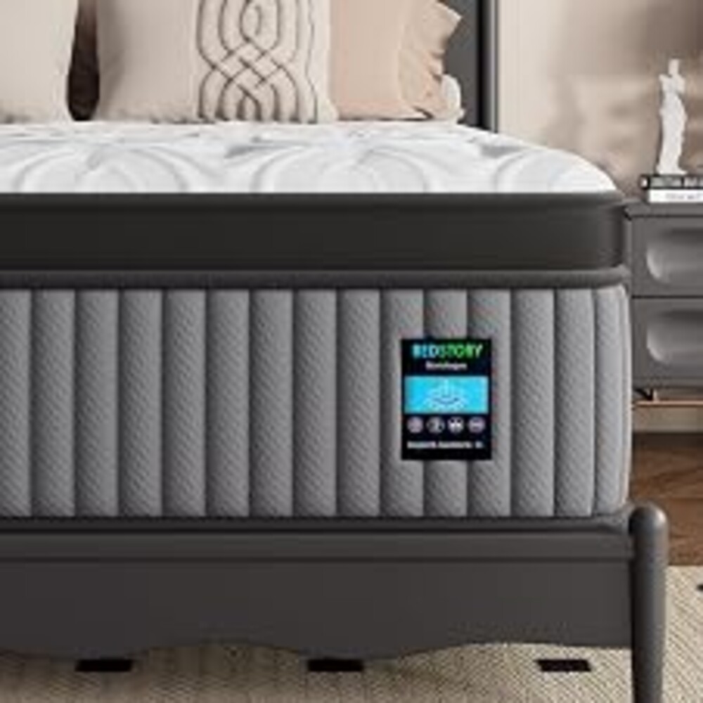 BedStory Medium Firm Queen Mattress 14 Inch, Deep Sleep Hybrid Mattresses 7-Zone Pain Relief - Medium Firm Bed in a Box - Fiberglass Free, CertiPUR-US Certified