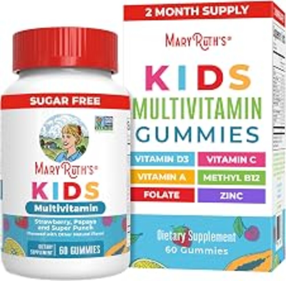 MARYRUTH'S Kids Multivitamin Gummies, Sugar Free, 2 Month Supply, Ages 4+ | Essential Vitamins C, D3, Zinc, 60 Count