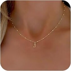 De Amo Sara Initial Necklaces for Women, Dainty A-Z Pendant Letter Charm Necklace Personalized Name Necklaces for Women Trendy Jewelry Gift