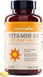 NatureWise Vitamin D3 5000IU Supplement, Immune Support, 360 Mini Softgels | Vitamin D 125 mcg - Organic Extra Virgin Olive Oil - Muscle & Bone Support - Gluten Free & USA Manufactured - 1-Year Supply