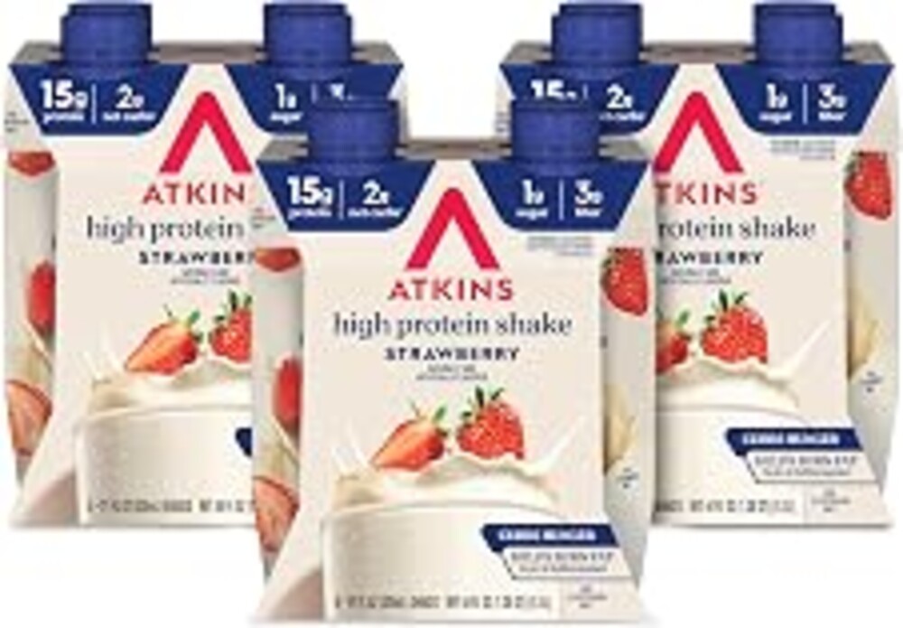 Atkins Strawberry Flavored High Protein Shake, 12 Count