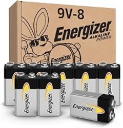 Energizer Alkaline Power 9V Batteries (8 Pack), Long-Lasting | Smoke detector battery for radios, clocks, handheld meters; lasts up to 5 years in storage