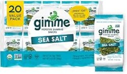 Gimme 20 CT Sea Salt Organic Roasted Seaweed Snacks, 5g, 0.17oz