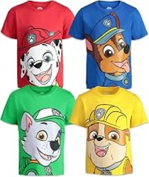 Nickelodeon Paw Patrol Boys' 4-Pack Short Sleeve T-Shirts | 4-Pack Multipack, 100% Cotton Jersey, Breathable Fabric, Ribbed Crew Neck, Tagless Neck Label