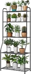 Simple Trending Plant Stand 5-Tier Plant Shelf for Indoor Outdoor, Waterproof Metal Tall Plant Stand for Living Room Bathroom Balcony Garden, Black