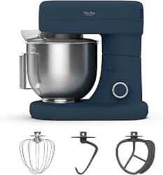 Martha Stewart 5.3QT Tilt Head Stand Mixer, 12 Speeds, Stainless Steel Bowl | Dough Hook, Stainless Whisk, Beater, Removable Splash Shield, Bread, Cake & Whipping, Electric Kitchen Mixer, Indigo Blue