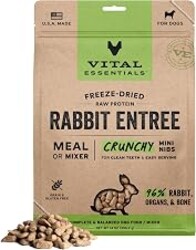 Vital Essentials Freeze Dried Dog Food, Rabbit Mini Nibs, 14 oz Bag | Crunchy, Complete Meal or Topper, Made With 96% Rabbit, Organs & Bone, High Protein Raw Nutrition, Grain-Free Recipe