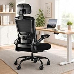 Ergonomic Office Chair for Long Hours, Adjustable Padded Lumbar Support for Lower Back Relief, 330 lb Capacity, Comfortable Computer Desk Chair for Home Office, Work & Study