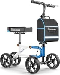 BlessReach Lightweight Knee Scooter for Adults for Foot Injuries,Knee Pad | 300lbs Foldable Leg Knee Scooter, 8'' Rubber Wheels, Dual Brake, Adjustable Height, Crutch Alternative for Ankle