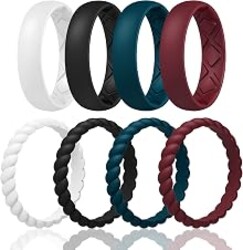 Egnaro Women's Stackable Silicone Rings, 2.5/5.5mm Wide 1.8/2mm Thick Bands | Comfort-Fit Rubber Bands Offer Breathable Flexibility for Nurses, Workouts, Pregnancy, Yoga, Travel, Office, and All-Day Wear
