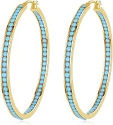 CiNily Mult-colors Crystal Stainless Steel Hoop Earring for Women Hypoallergenic Jewelry for Sensitive Ears Large Big Hoop Earrings 2"