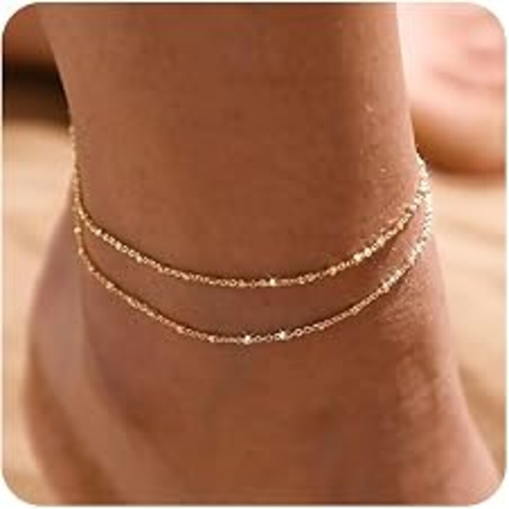 MIDEEO Gold/Silver Ankle Bracelets for Women,14K Gold Anklets for Women