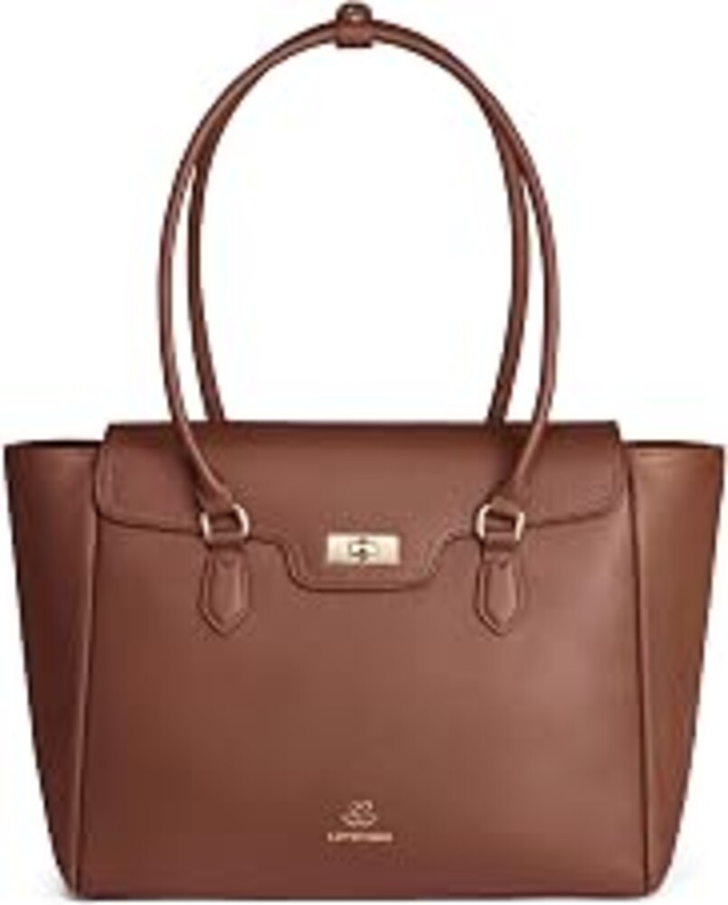 LOVEVOOK Laptop Bag for Women Soft Leather Work Bag, Office Shoulder Tote Purse Professional Briefcase with Flap Design