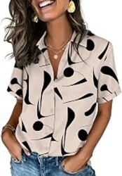 Zeagoo Button Down Shirts for Women Short Sleeve Tops Dressy Casual Blouses | Cute Summer Tops for Women, Spring Clothes, Button Up Collared Shirts, Business Casual Blouses, 2026 Office Work Clothing